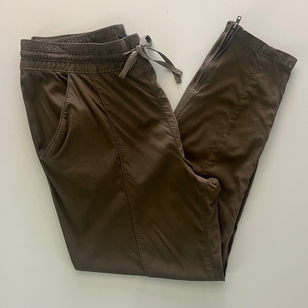 Lucky Brand Woven Olive Green Ankle Zip Joggers